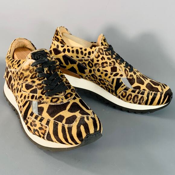 GREATS Size 10 Tan Brown Animal Print Pony Hair Low Top Sneakers - Picture 1 of 8
